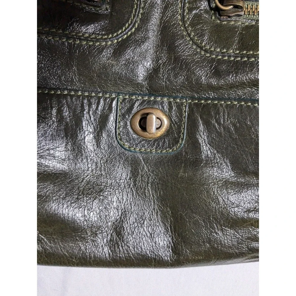 VTG ZIPPO Women Green Leather Shoulder‎ Bag